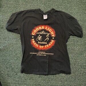 Vintage 2001 Coors Light Trail of Tears Triathlon T-Shirt Cape Girardeau